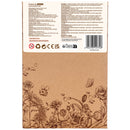 Achterkant verpakking van de Robotime Pink Dahlia, houten bouwpakket van een roze dahlia in een kartonnen vaasje