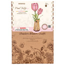 Voorkant verpakking van de Robotime Pink Tulip, houten bouwpakket van een roze tulp