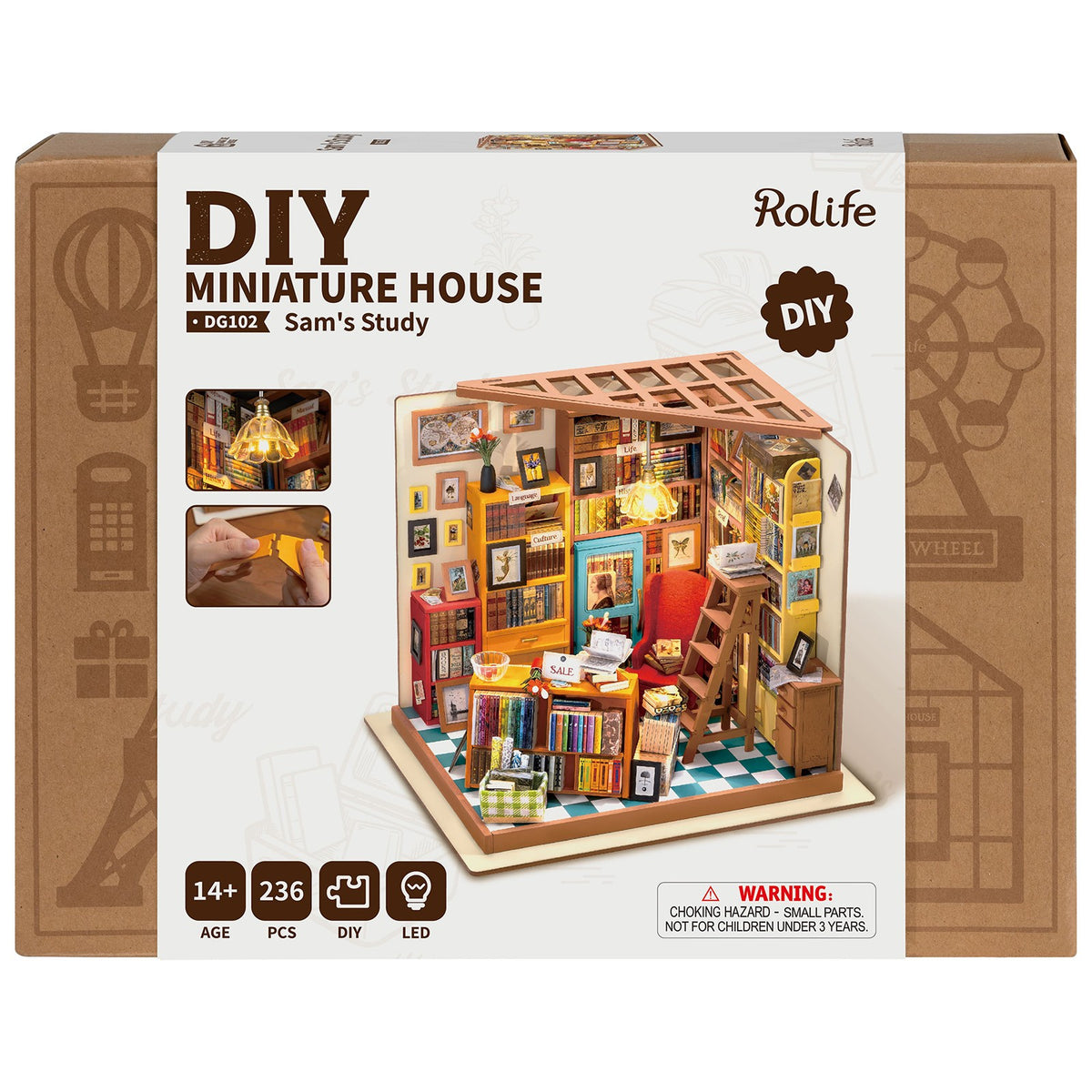 ROBOTIME Miniatuur Bouwpakket - Boekhandel Met LED - Hout - Cadeau Voor Volwassenen En Kinderen - DIY-project Van 5 Uur