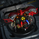 Bovenaanzicht van de Robotime Scout Beetle, elektrisch bouwpakket van een rode kever in steampunk stijl