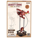 Voorkant verpakking van de Robotime Sky Captain, modelbouw van een schommelend vliegtuig