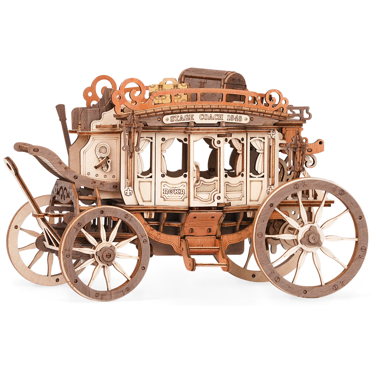 Robotime Stagecoach Music Box | Houten 3D DIY muziekdoos