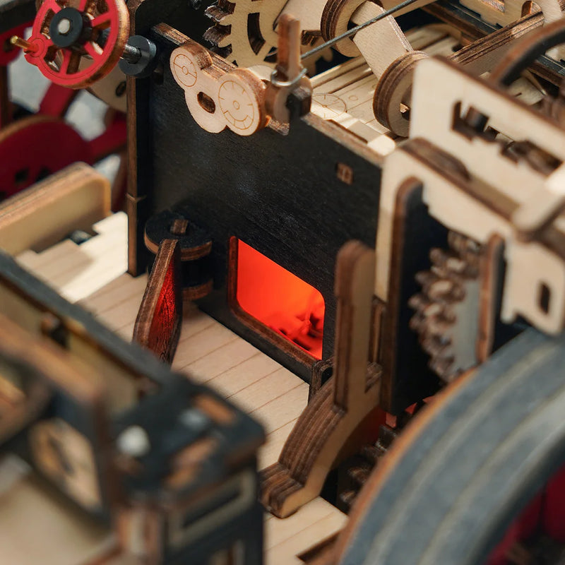 Binnenkant van de cabine van de Robotime Steam Engine