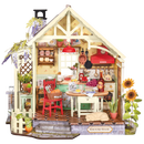 Productfoto van de Robotime Sunlit Farmhouse Kitchen, miniatuurhuisje in de stijl van een landelijk keukentje