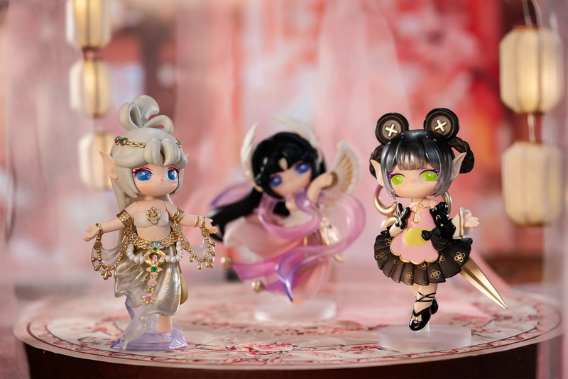 Jewelry Merchant, Virtuoso Dancer en Master Tailor varianten van de Robotime Suri’s Lingfeng Town blind box serie