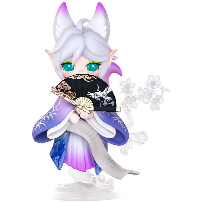 Silver Fox Poet variant van de Robotime Suri’s Lingfeng Town blind box serie