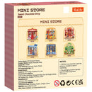 Achterkant verpakking van de Robotime Sweet Chocolate Shop, bouwpakket voor een miniatuurhuisje van een ouderwetse chocoladewinkel