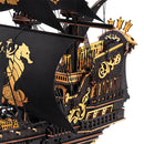 Detail van het achtersteven van de Robotime Seahorse Barque