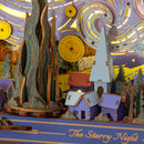 De vlammende cipres naast de kerk in het dorp van de Robotime The Starry Night