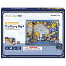 Voorkant verpakking van de Robotime The Starry Night, houten diorama bouwpakket van Van Gogh’s Sterrennacht