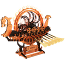 Productfoto van de Robotime Viking Dragon Ship, houten bouwpakket van een vikingschip met bewegende roeispanen en lichtgevend rad op het dek 