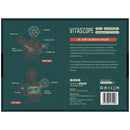 Achterkant verpakking van de Robotime Vitascope, houten bouwpakket van een werkende filmprojector