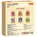 Achterkant verpakking van de Robotime Whimsy Toy Shop, bouwpakket voor een miniatuurhuisje van een speelgoedwinkel met ouderwets speelgoed