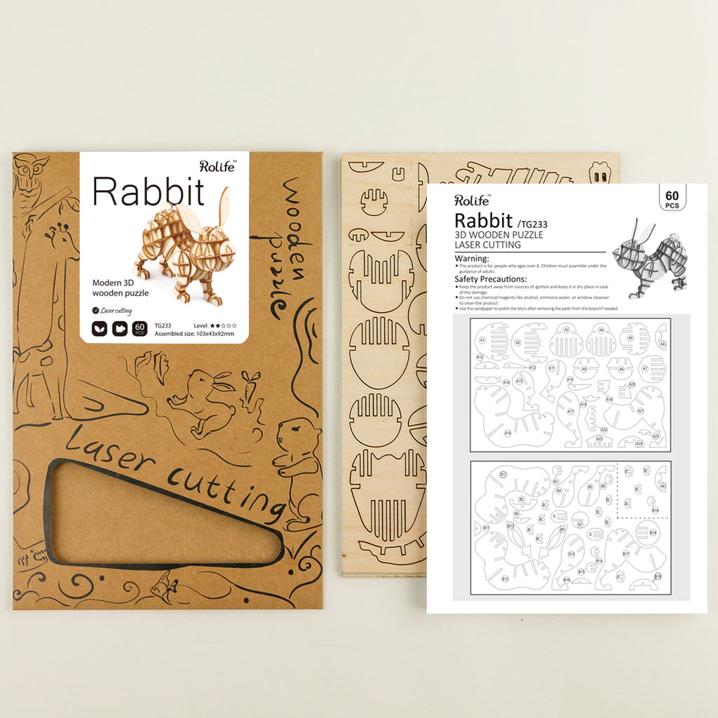 Robotime Rabbit Robotime Rabbit | Houten 3D DIY bouwset | Robotime Nederland
